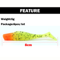 Spinpoler Super Strong TPR Material Paddle-Tail Shad Swimbait 6pcs/Pack 3.15" T Tail Shad Swimming Lures