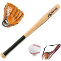 Kids Outdoor Professional 25 Inch Wood Baseball Bat and Softball Ball & Baseball Gloves Exercise Training Baseball Set with Bag,