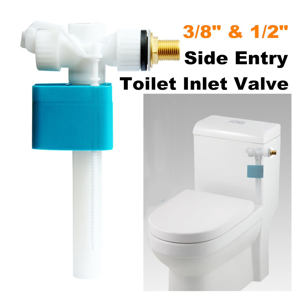 G3/8" G1/2" Side Entry Toilet Inlet Valve Adjustable Float Filling Valves Bathroom Fixture Replacement Parts Cistern Fittings