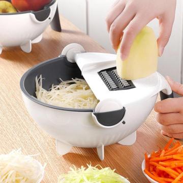 Multifunctional Kitchen Fruit Grater Slicer Magic Rotate Vegetable Cutter Potato Slicer with Drain Basket Household Kitchen Tool