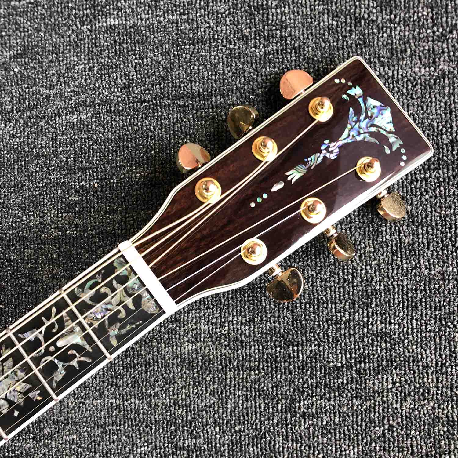 Custom OOO Style 39 Inch 43mm Nut Wide Rosewood Back Side All Abalone Binding Acoustic Electric Guitar with Electronic EQ