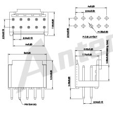 2.54mm pitch Dual Row 180°Wafer A2549WVK-2xNP