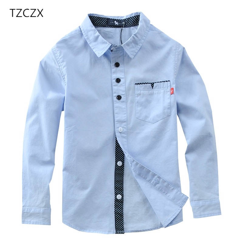 Hot Sale Children Shirts European and American Style Cotton 100% Solid Kids Shirts Clothing For 4-12 Years Wear