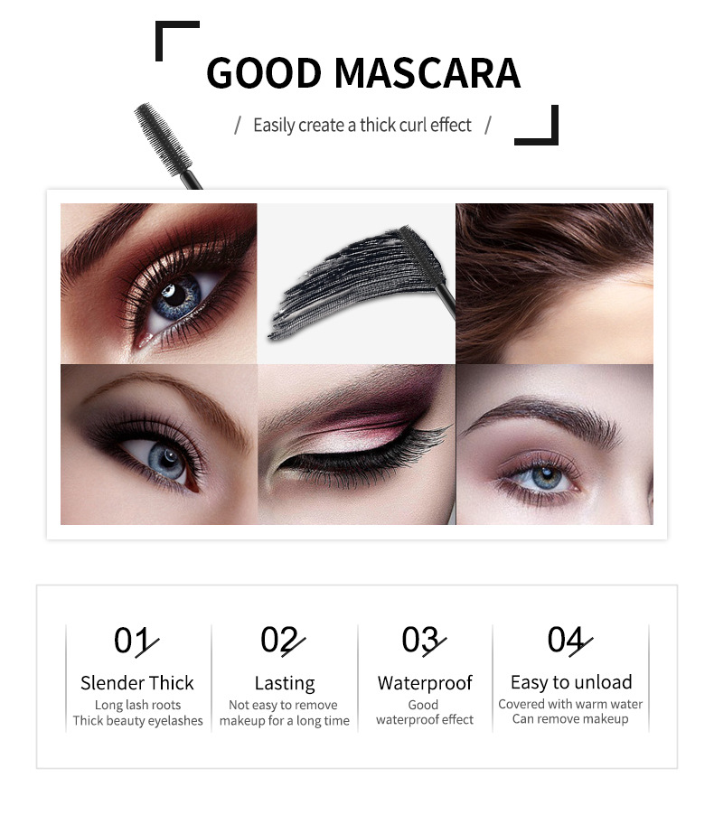 Waterproof 4D Makeup Eyelash Mascara Fluffy Volume Cosmetics Silk Fiber Mascara For Eyelash Extension Thick Lengthening TSLM1
