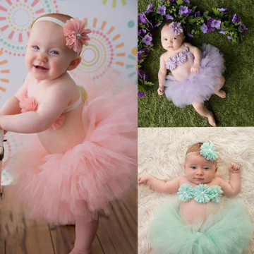 Baby Girls Tulle Tutu Skirt+Flowers Photography Props Toddler Infant Girls Ball Gown Skirts Tutu Costume Photo Props