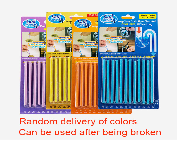 12pcs/Pack Eco-Friendly Drain Cleaner Sticks Sewer Rod for Kitchen Toilet Bathtub Sewage Decontamination Stop Clogs tools