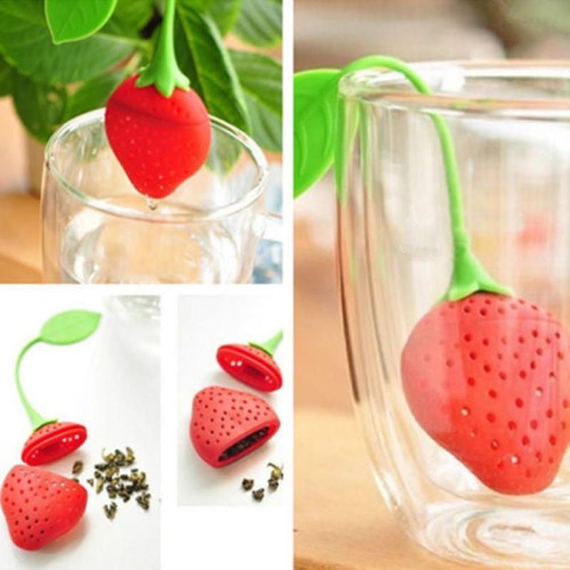 Silicone Strawberry Tea Infuser Loose Tea Leaf Strainer Herbal Spice Filter Diffuser Tea Strainer Kitchen Accessories Drinkware