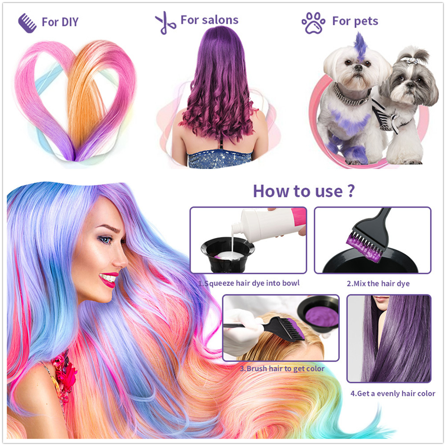 2020 Home Salon Hair Dyeing Brushes Hair Dyeing Cream Bowl Coloring Brush Comb Earcap Clips Dyeing Cape Kits Hair Tint Tools