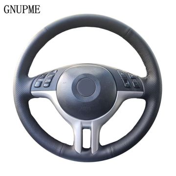 GNUPME Quality DIY Customized Hand-Stitched Black Artificial Leather Car Steering Wheel Cover for BMW E39 E46 325i E53 X5 X3