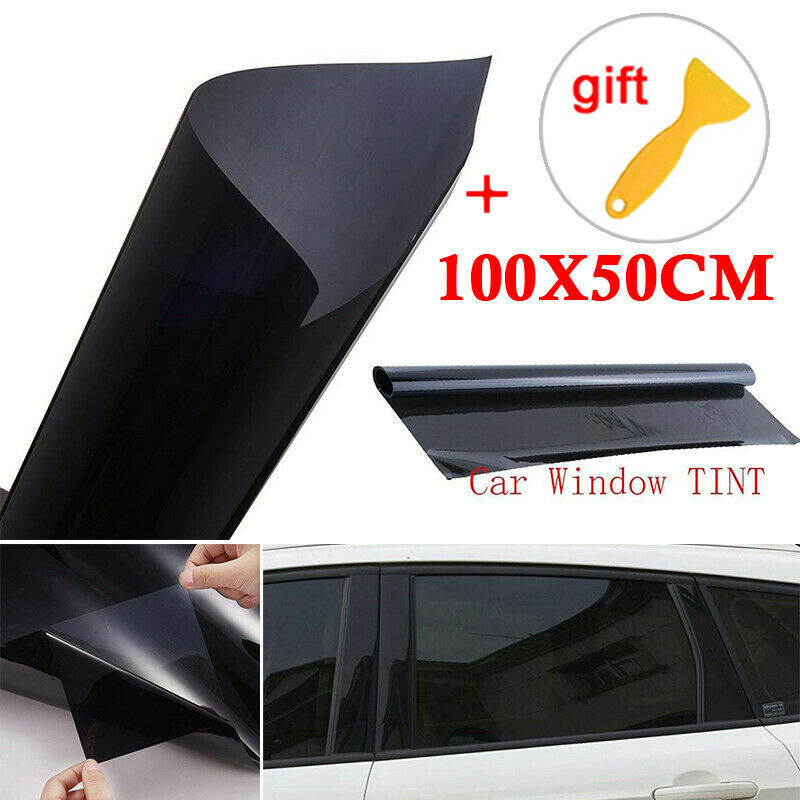 100x50cm VLT 5% Black Car Window Glass Building Tinting Film Auto Roll Side Window Solar UV Protection Sticker Curtain Scraper