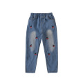 Fashion Girls Jeans Long Pants Kids Trousers Strawberry Embroideried Kids Pants Clothes