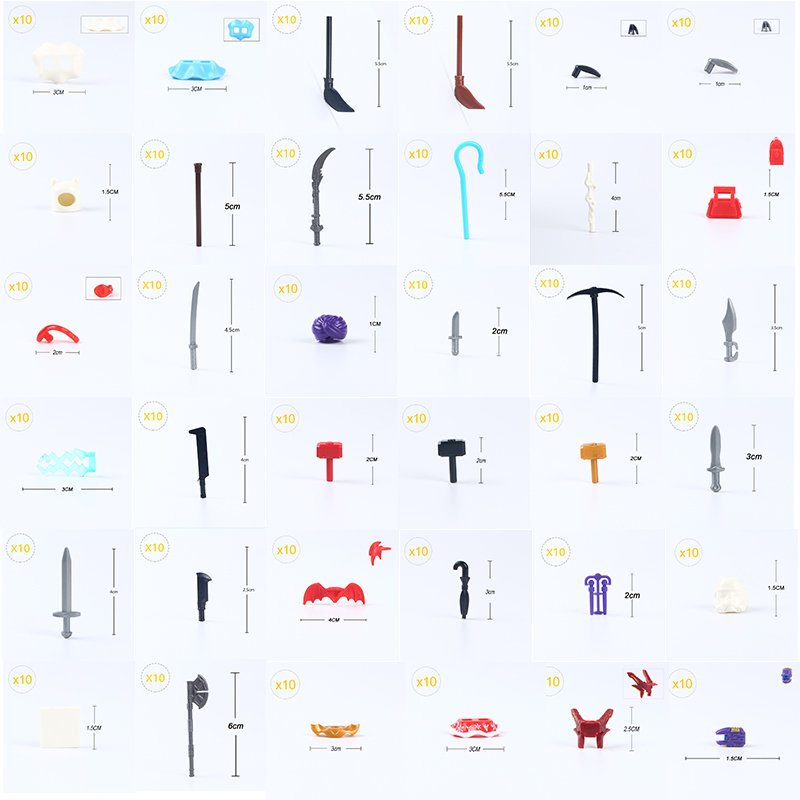Free Shipping 10 Pcs/Set Kinds of Weapon Accessories Axe Sword Hammer Arrow Sword Movie Figure Building Blocks Toys For Children