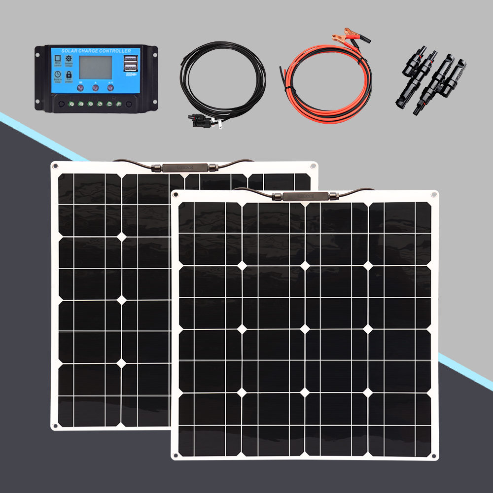 200w flexible solar panel 12v 24v home system 100w kit complete EU free shipping camping outdoor Solar Charger Cell Energy power