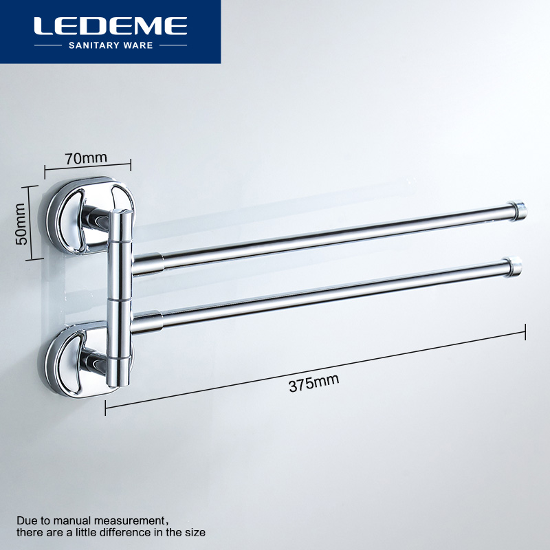 LEDEME Stainless Steel Towel Bar Rotating Towel Rack Bathroom Kitchen Wall-mounted Towel Polished Rack Holder Hardware L1912