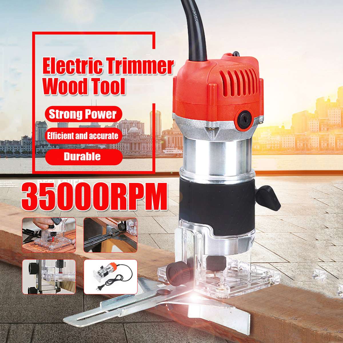 3000W 220V 35000RPM Electric Hand Trimmer UK Plug Wood Router Woodworking Laminator Carpentry Trimming Cutting Carving Machine
