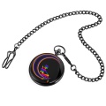 Rainbow Star Moon Angel Pattern Display Men Women Black Case Quartz Steampunk Gift Item cep saati Pocket Watch Chain Watches