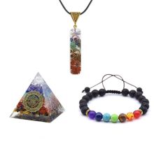 7 Chakra Hanging jewelry Decoration sets Pendant bracelet pyramid Crystal Windows Car acessories Good Lock Home Decorations Reik