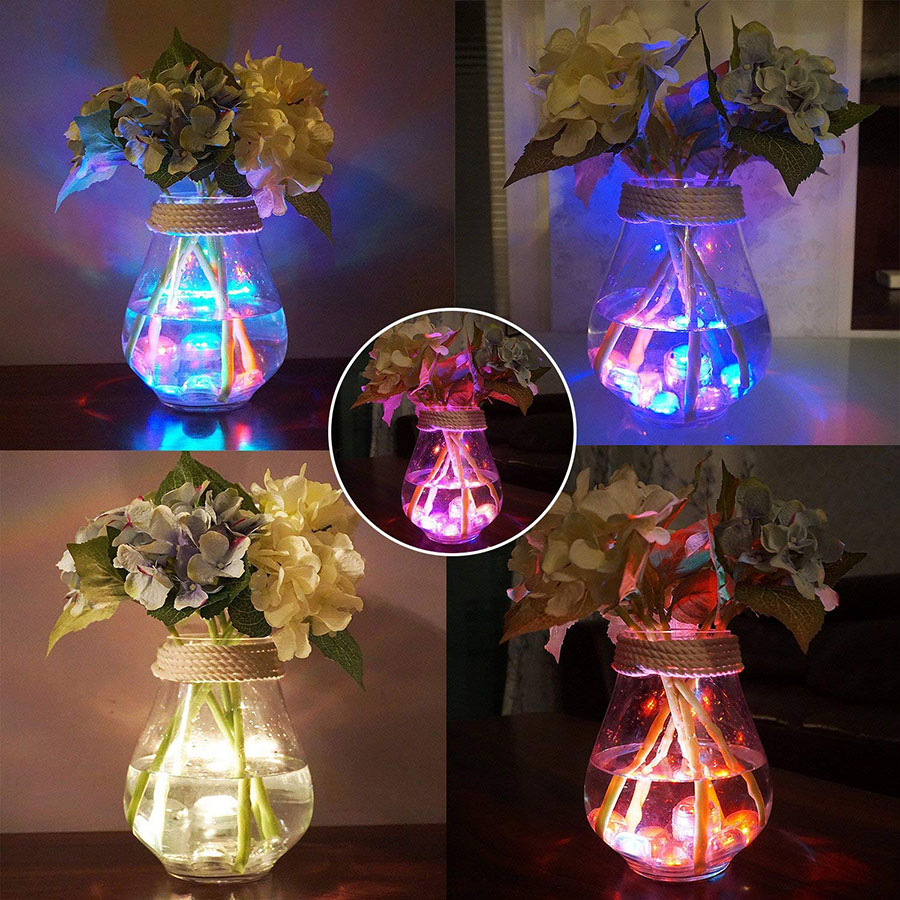 Remote Controlled RGB Submersible Light Battery Operated Underwater Night Lamp Vase Bowl Outdoor Garden Wedding Party Decoration
