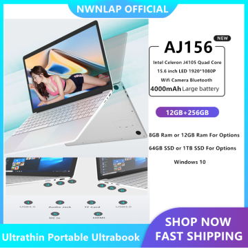 NWNLAP 15.6inch Quad Core CPU 12GB RAM 256GB SSD Quad Core CPU 1920*1080P Full HD Win10 System Gaming Laptop Notebook Computer