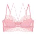 Varsbaby sexy deep V unlined hollow underwear 3/4 cup floral lace bras and thongs set for women