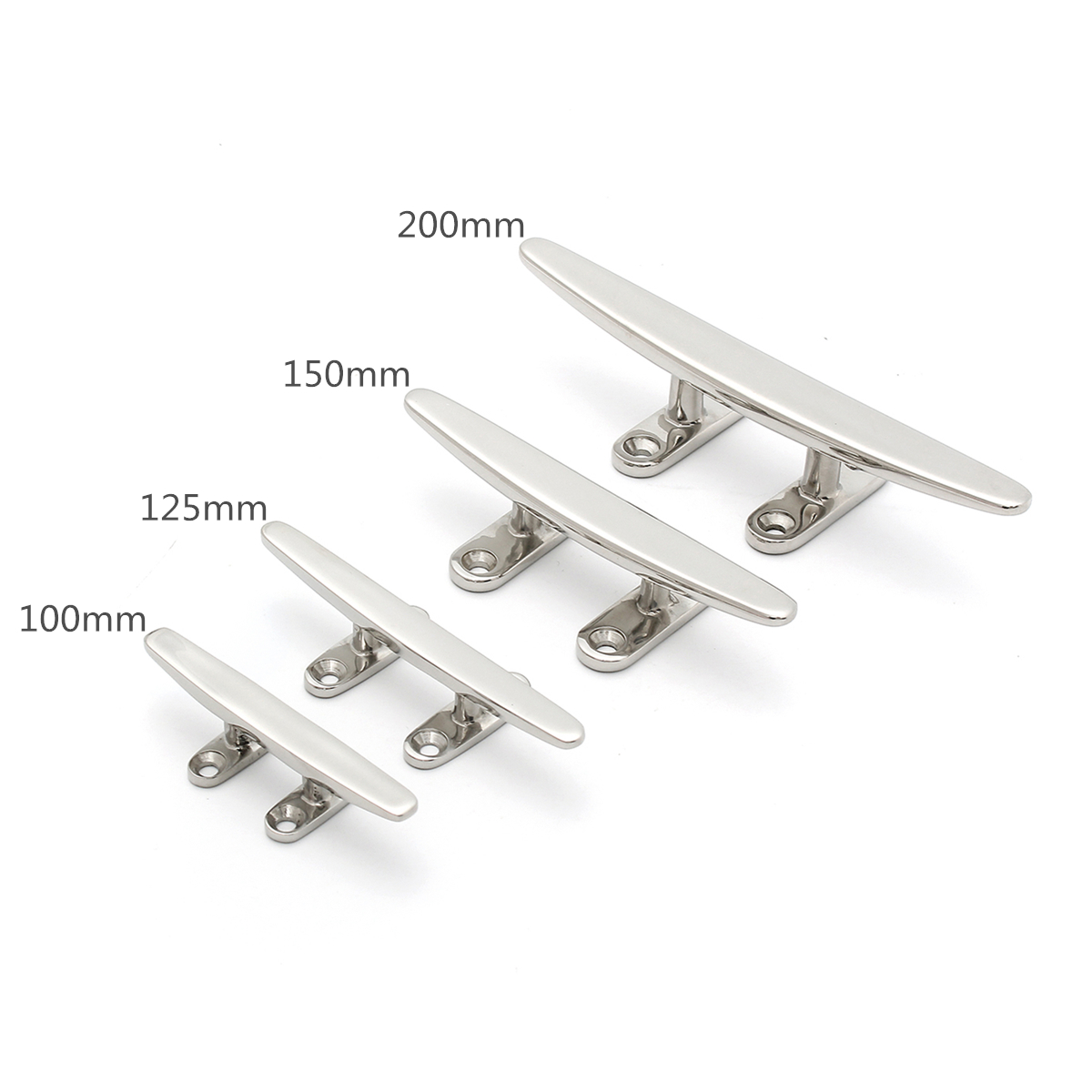 4/5/6/8 inch 316 Stainless Steel 4 Hole Low Flat Cleat Hardware For Marine Boat Deck Rope Tie for Industrial Uses Plus Aviaries