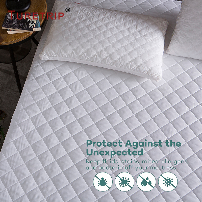 Turetrip Brushed Fabric Quilt Waterproof Mattress Pad Cover Fitted Mattress Protector Colchao Waterproof Sheet Matress Cover