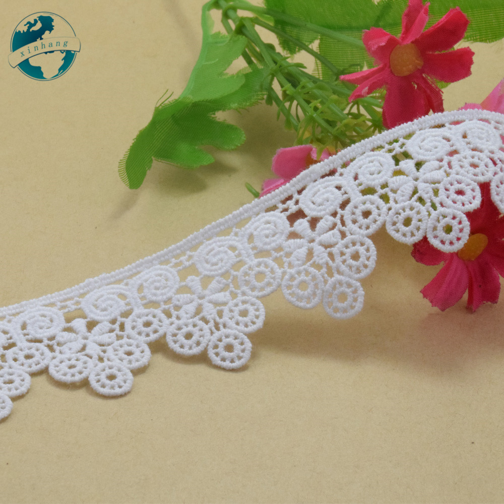 3.5cm white 100% cotton embroidery lace french lace ribbon fabric guipure diy trims warp knitting sewing Accessories#3267