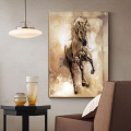 Abstract Vintage Yellow Horse Animal Oil Painting Canvas Painting Cuadros Wall Art for Living Room Home Decor (No Frame)