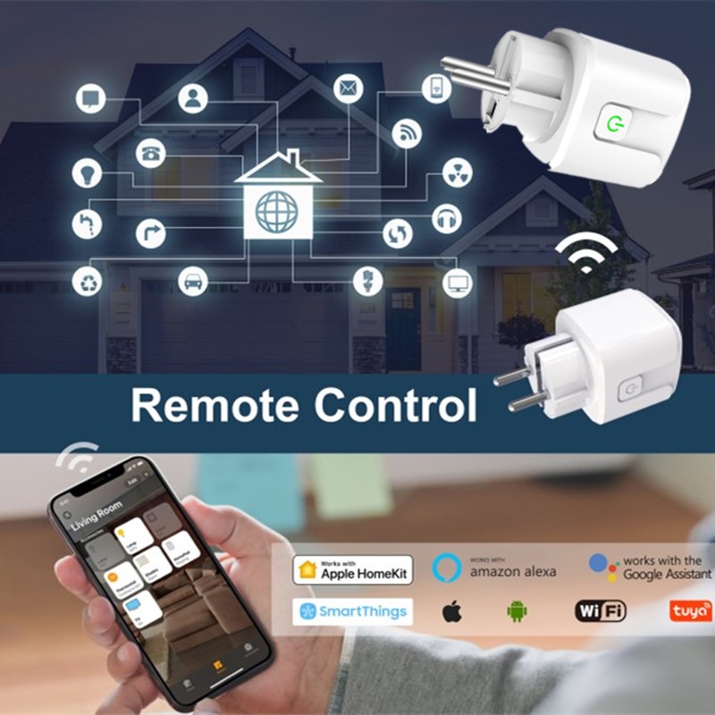 Home Fire Retardant PC 16A WIFI Wireless Remote Socket Plug Voice Control Smart Timer Plug Smart Power Smart Socket For Homekit