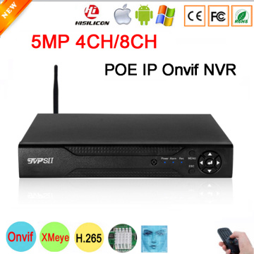 Remote Control Hi3536D Xmeye Audio 5MP 8CH 8 Channel H.265+ Face Detection 48V POE Onvif WIFI CCTV DVR NVR Network Video Recorde