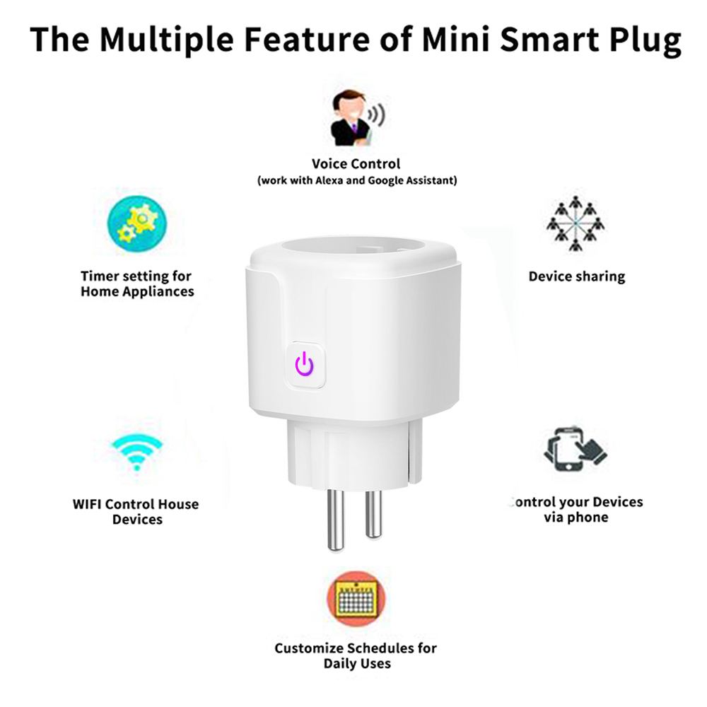 WiFi Smart Plug EU Adaptor Wireless Remote Voice Control Power Energy Monitor Outlet Timer Socket for Alexa Google Home