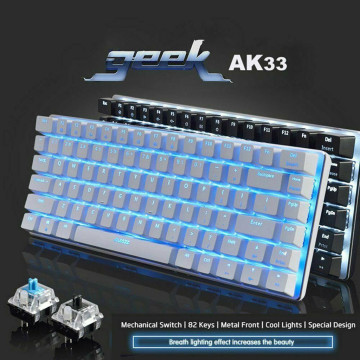 AK33 Mechanical Keyboard Blue Black Switch 82-Keys Backlit Gaming Keyboard