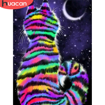 HUACAN 5D Diamond Painting Cat Full Drill Square Home Decoration Diamond Embroidery Mosaic Animal Craft Kit