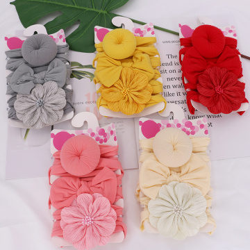 3Pcs/Set Cute Bows Flowers Baby Girl Headbands Soft Knot Elastic Hair Bands For Newborn Baby Headbands Baby Hair Accessories