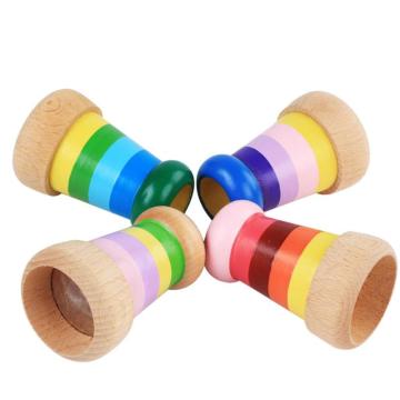 1pc Novelty Wooden Kaleidoscope Toy Baby Kids Wooden Colorful Magic Kaleidoscope Children Educational Learning Puzzle Toys Gifts