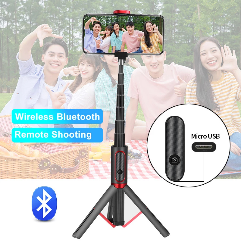 Ulanzi SK-01 3 in 1 Wireless Bluetooth Selfie Stick Foldable Tripod Expandable Monopod with Remote Control for iPhone Android