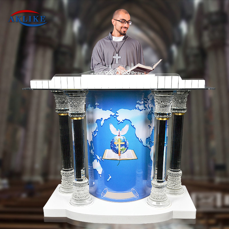 Modern Church Pulpit Furniture Acrylic Lectern Stand Pulpito Para Igreja AKLIKE Podiums Pulpits Glass Speech Table Rostrum