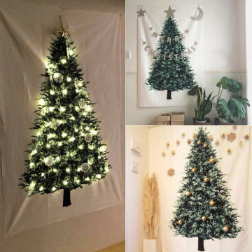 Christmas Tree Tapestries Pine Hang Cloth Wall Decor Cloth Christmas Decoration for Home Small Fresh Holiday Background Simple