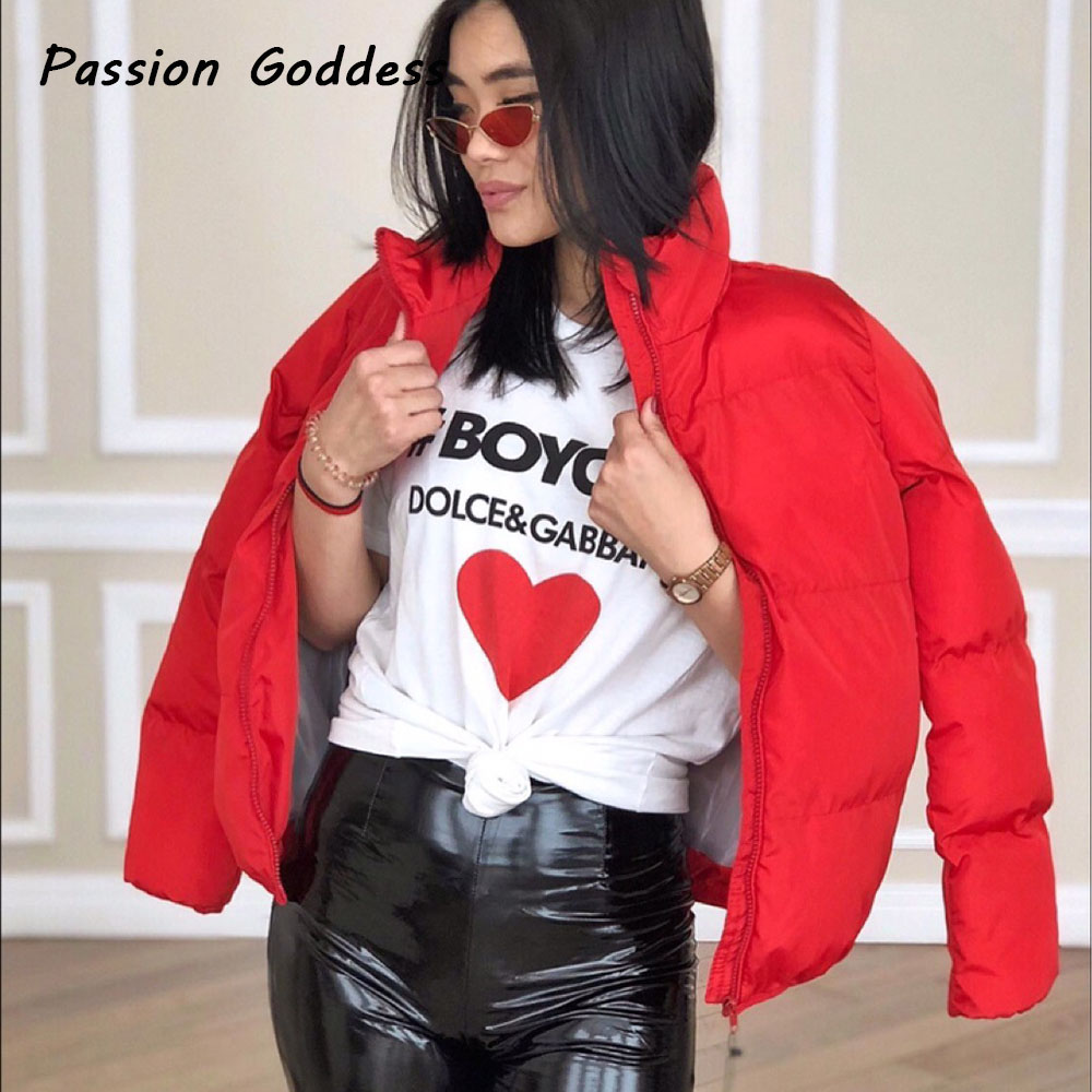 Fashion Women Bubble Coats Down Parka Puffer Cropped Jackets Coat Warm Outcoat Zipper Stand Collar Oversized Jacket Parkas Mujer