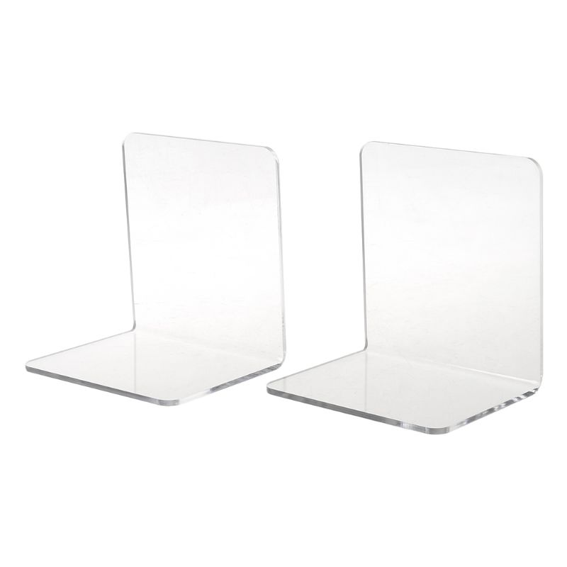 2Pcs Clear Acrylic Bookends L-shaped Desk Organizer Desktop Book Holder School Stationery Office Accessories Dropship