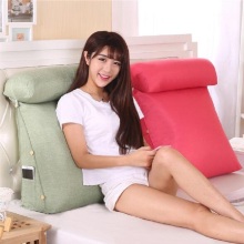 Stereo Wedge Shape Backrest Pillow Waist Cushion Washable Cotton Linen Sofa Cushions Bed Rest Maternity Reading Lounger Pillow