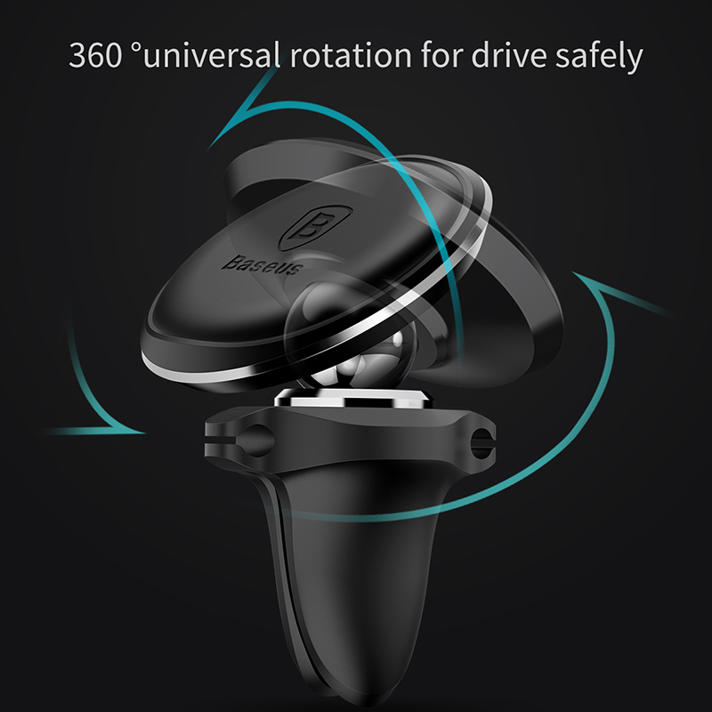 Baseus Magnetic Car Phone Holder 360 Rotation Air Vent Mount Mobile Phone Holder Stand with Cable Clip in car For iPhone X 8 7