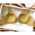 HONVIEY New Lingerie Set Full Lace Yellow Underwear Thin Comfortable Bra Set Gathered Beautiful Embroidered Bra & Brief Sets