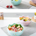 Multifunctional PP Thick Durable Fruit Salad Bowl With Lid Cut Salad Creative Wavy Vegetable And Fruit
