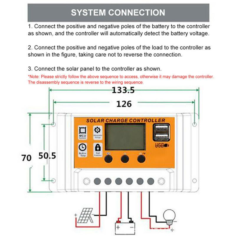 Solar Panel Charge Controller Regulator Collector 10A-100A 12V 24V Output Solar Panel Regulator Dual USB Display For LCD