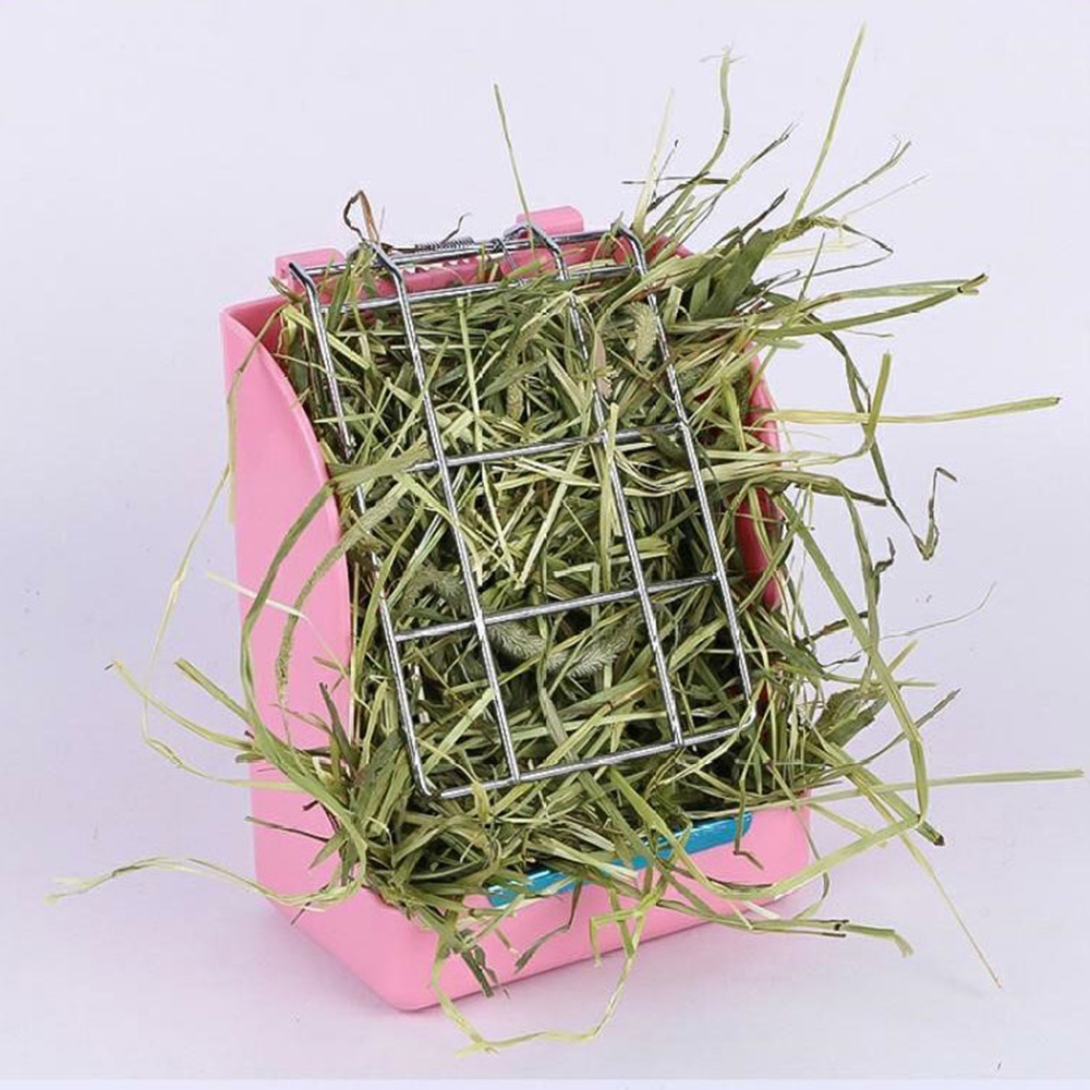 Plastic Grass Bowl Rack Hay Cat Small Animal Bowl 2-In-1 Small Pet Rabbit Hay Grass Feeder Feeder Fixed External Shelf