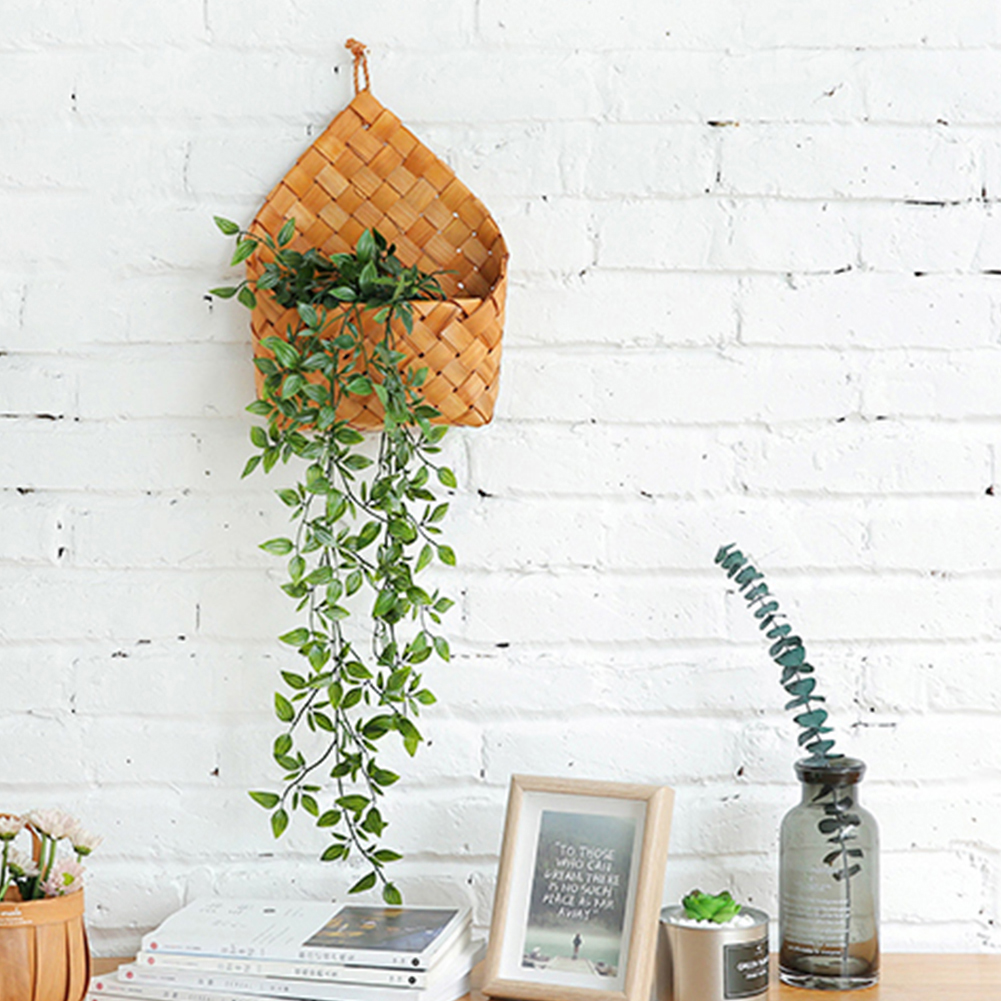 Flowerpot Wall Decoration Storage Basket Natural Cedar Sheet Woven Wall Hanging Basket