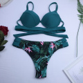 Sexy Leaf Print Bikini 2020 Female Swimsuit Women Swimwear Thong Push Up Bikinis Set Low Waist Swimming Suits for Bathing Suit