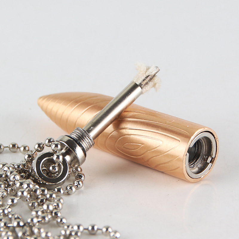 Metal Mini Bullet Lighters Novel Creative Flame Kerosene Oil Lighter Chain Pendant Cigarette Fire Metal Gasoline Cigar Lighters