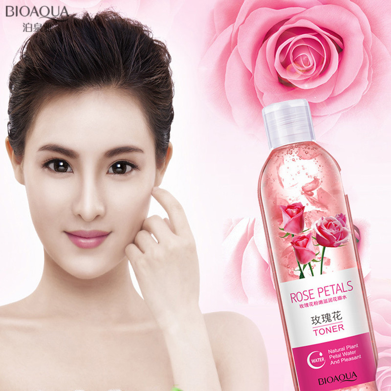 BIOAOUA 250ml Rose Petals Essence Face Toners Shrink Pores Anti-Aging Whitening Moisturizing Oil Control Skin Care Toner